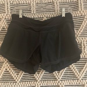 Black lululemon athletic shorts.